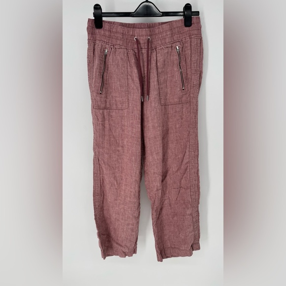 Athleta active leisure linen Dusty Rose Wide Leg Pants size 10P - Picture 3 of 9